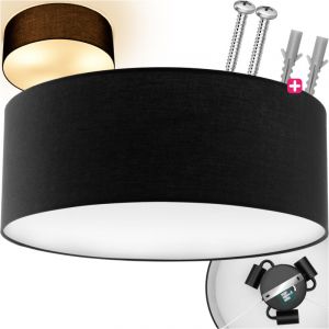 TecTake Plafonnier circum abat-jour en aspect lin - noir