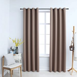 Image de VidaXL Rideaux occultants avec anneaux en métal 2 pcs Taupe 140x225 cm