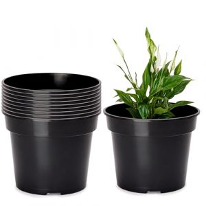 Garronda Pots Horticulture Ronds Pots pour Culture de Plants de Plantes et Fleurs GD-0025 (10 Pi&egrave;ces Noir, ⌀ 28 cm H 22 cm)