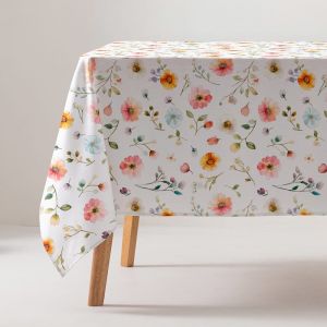 Nappe anti-taches motif fleuri en coton 160x100 cm