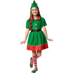 TecTake Costume pour enfant de P&egrave;re No&euml;l travailleur - rouge/vert festif - taille 128 (7-8 ans)