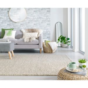 Tapis de salon rectangulaire en laine Minerals Beige 160x230 - Beige