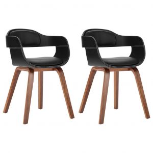 VidaXL Chaises De Salle ¿¿ Manger 2 Pcs Noir Bois Courb¿¿ Et Similicuir