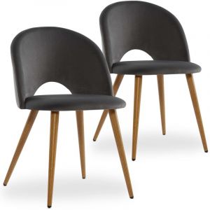 Cotecosy Lot de 2 chaises Yuzu Velours Gris
