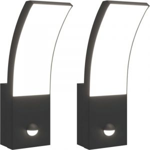VidaXL Appliques Murales Led D'extérieur Avec Capteurs 2 Pcs Noir