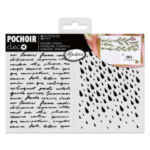 Aladine Pochoir &Eacute;critures & Gouttes 13 x 18 cm - Pochoir pour D&eacute;coration Toutes Surfaces - Pochoir Feutres, Peinture, Airbrush - Dessin Manuscrit - 81258