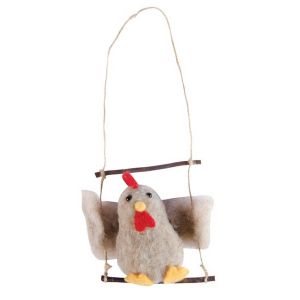 Ruedelafete Poule sur balançoire déco 10cm