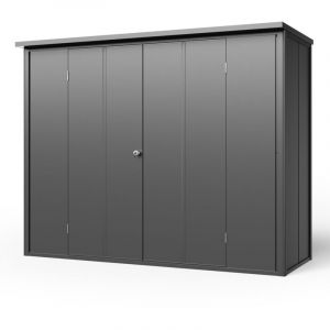 GFP Primeyard Armoire de jardin en m&eacute;tal 228x84x181 cm Abris de jardin avec porte d'armoire anthracite, plancher inclus