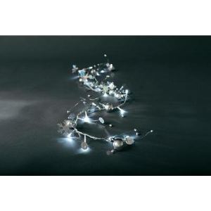 Konstsmide Guirlande d&eacute;co 20 LED avec cristaux de neige et perles argent&eacute;es (4,14 m)