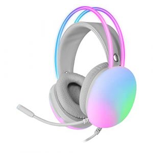 Marsgaming Mars Gaming MH-Glow Rose, Casque d'écoute 360° Full Chroma RGB Flow, Microphone Anti-Bruit, Design Ultra-léger, Oreillettes Memory-Foam, Compatibilité Universelle