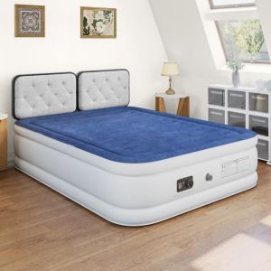 DWVO Matelas Gonflable, Lit Gonflable Electrique avec Gonfleur Intégré, Sac de Rangemen, 203 x 152 x 46cm, 2 personnes, Bleu