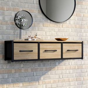 Idmarket Étagère murale console d'entrée UTAH 3 tiroirs design industriel