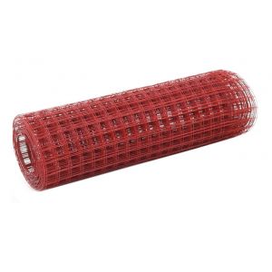 VidaXL Grillage M??tal Acier et rev??tement en PVC 10x0,5 m Carr?? Rouge