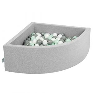 Image de 90X30cm/200 Balles Piscine &agrave; Balles ? 7Cm Pour B&eacute;b&eacute; Quart Angulaire Fabriqu&eacute; En ue, Gris Clair: Blanc/Gris/Menthe - gris clair: blanc/gris/menthe