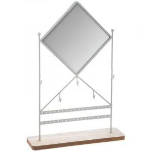 Image de Atmosphera Porte-Bijoux & Miroir Bois "Toan" 41cm Blanc