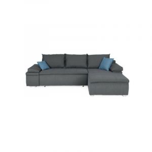 CELINA Canap&eacute; d angle r&eacute;versible con ible 3 places Coffre de rangement Tissu L 274