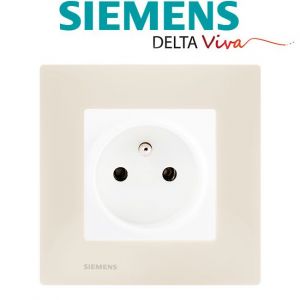 Image de Siemens Prise 2P+T Blanc Delta Viva + Plaque Beige