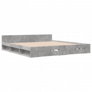 VidaXL Cadre De Lit À Tiroirs Gris Béton 180x200 Cm Bois D'ingénierie