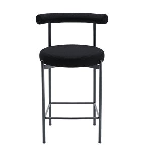 Potiron 2 Chaises de bar bouclette charlotte gris anthracite - 55x53x94 cm