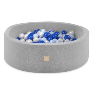 Piscine à Balles pour Bébé Enfants Chambre des Enfants MISIOO Ronde Coton Gris 90x30 cm 200 Balles: Bleu/Bleu Clair/Blanc Perle