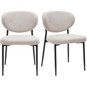 Miliboo Chaises en tissu effet velours texturé beige et métal noir (lot de 2) breka