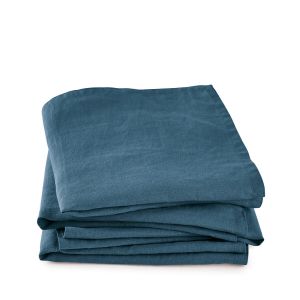 Lot de 4 serviettes de table lin lavé Victorine Bleu De Prusse Taille 45X45 cm