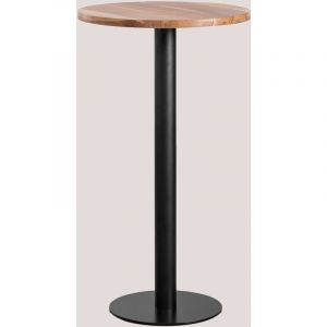 Table Haute de Bar Ronde en Bois d'Acacia Macchiato SKLUM NOIR Ø60 cm 106 cm