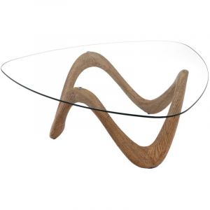 Amadeus Table basse forme galet 106x106x40 cm en verre et chêne