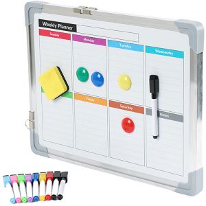 Relaxdays Tableau blanc, avec accessoires, effa&ccedil;able, magn&eacute;tique des deux c&ocirc;t&eacute;s, 30 x 40 cm, blanc