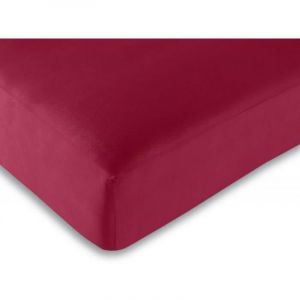 Drap housse - 100% coton - 180 x 200 cm - Rouge - 57 fils/cm&sup2; - King size