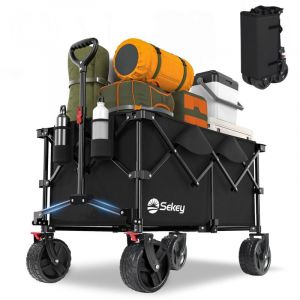 Sekey - Chariot à roulettes de transport jardin pliable avec frein 4011,noir 200L 150kg