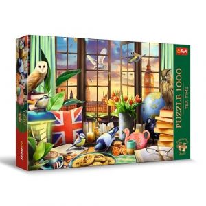 Trefl Premium Plus Quality - Puzzle Tea Time : Tout ce Qui Vient de la Grande-Bretagne - 1000 pièces, Série d'Images Nostalgiques Peintes, pour Adultes et Enfants à partir de 12 Ans