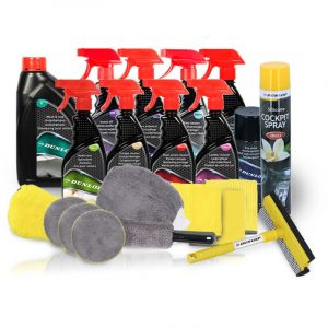 Image de Dunlop Pack Complet Nettoyant Int&eacute;rieur/Ext&eacute;rieur pour voiture 21 pi&egrave;ces Vanille - Shampoing, Nettoyant, Brosse, Microfibres