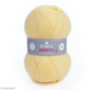 Image de Dmc Laine Knitty 4 - 100 g Laine Acrylique Knitty 4, de :Coloris: Jaune pâle 957Matière : 100 % acrylique Poids : 100 g