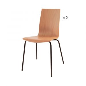 Lot de 2 chaises en bois clair et m&eacute;tal