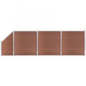 Image de VidaXL Ensemble de clôture WPC 3 Carré + 1 Incliné 619 x 186 cm Marron