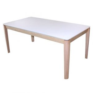 Table de repas ch&ecirc;ne massif et f&eacute;nix COOPER Pirotais Bois massif Blanc