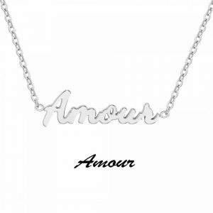 Collier femme Ath&egrave;me - B2689-ARGENT-AMOUR Acier Argent