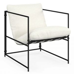 Idmarket Fauteuil rembourr&eacute; ULYSSE structure m&eacute;tal et coussin blanc