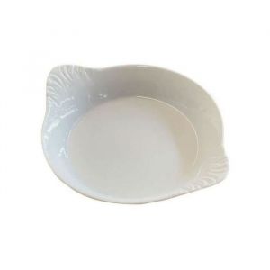 Girard sudron Plat rond &agrave; oreilles ceramique 15x12,5cm blanc