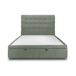 Lit coffre 140x190cm avec tête de lit capitonnée Tissu Vert - Hauteur totale : 39cm