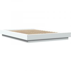 VidaXL Cadre de lit blanc 140x200 cm bois d'ing&eacute;nierie, meuble de chambre &agrave; coucher, sommier, lit de palette, lit, lit double, lit &agrave; panneaux