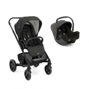 JOIE - Poussette DUO Chrome + Coque I-Snug 2 + Adaptateurs + Habillage pluie Shale