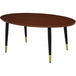 Image de Homcom Table Basse Table d'appoin Ovale Multifonctionnel 100 x 60 x 42 cm Teck Foncé 100x60x42cm Marron