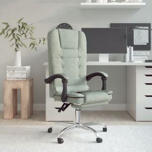 VidaXL Fauteuil de massage inclinable de bureau Gris clair Velours