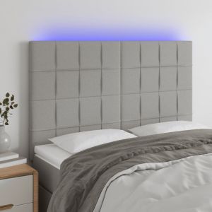 Image de VidaXL Tête de lit à LED Gris clair 144x5x118/128 cm Tissu