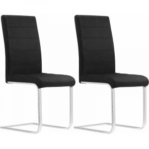 Woltu - Lot de 2 Chaise Salle à Manger. Chaise Cantilever en Velours. Doux et confortable. Noir - Noir
