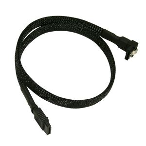 nanoxia 900100031 - Câble SATA III Plat 0.45 cm (gaine noire, angle droit)