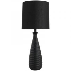 Home Deluxe - Grande lampe de table avec abat-jour en tissu melva - Noir