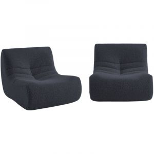 Sweeek - Chauffeuse tissu effet alpaca 2 places, bleu nuit, style contemporain, l 91 x p 105 x h 72cm